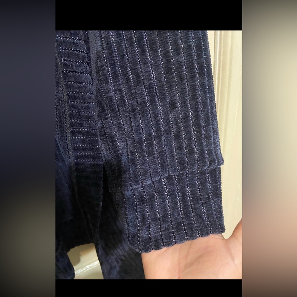 Say What? Women’s navy Ribbed Duster Cardigan Sweater, 3X - Picture 6 of 8